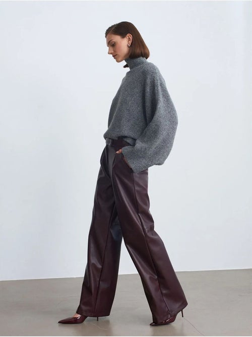 DILVIN Pantalon Large Taille Haute En Simili Cuir - Kiabi DILVIN Pantalon Large Taille Haute En Simili Cuir - Kiabi