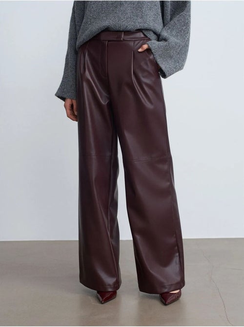 DILVIN Pantalon Large Taille Haute En Simili Cuir - Kiabi DILVIN Pantalon Large Taille Haute En Simili Cuir - Kiabi