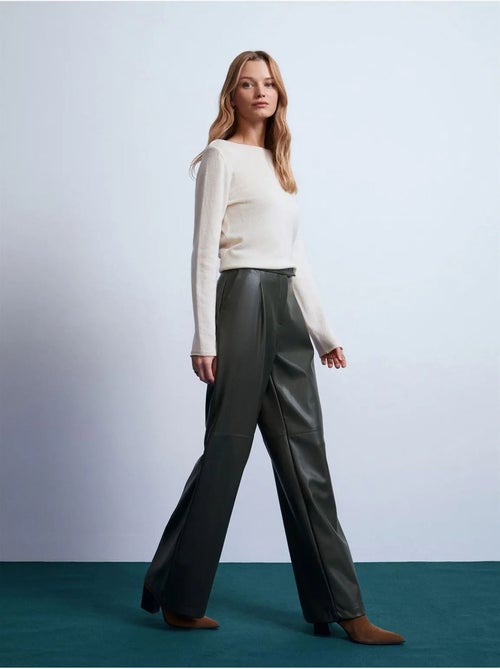 DILVIN Pantalon Large Taille Haute En Simili Cuir - Kiabi DILVIN Pantalon Large Taille Haute En Simili Cuir - Kiabi