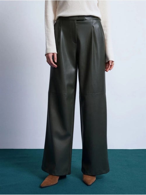 DILVIN Pantalon Large Taille Haute En Simili Cuir - Kiabi DILVIN Pantalon Large Taille Haute En Simili Cuir - Kiabi
