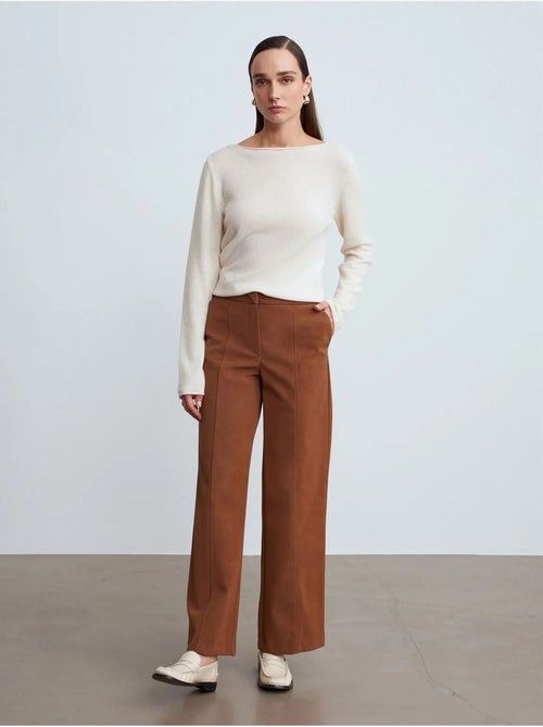 DILVIN Pantalon Large Taille Haute En Suédine - Kiabi