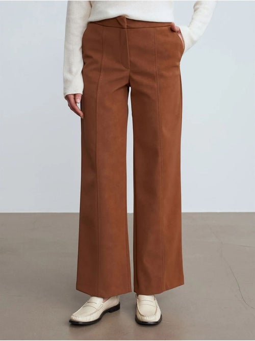 DILVIN Pantalon Large Taille Haute En Suédine - Kiabi
