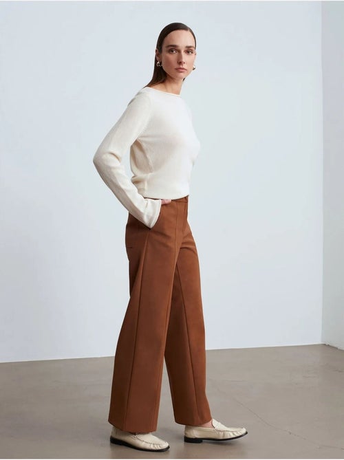 DILVIN Pantalon Large Taille Haute En Suédine - Kiabi