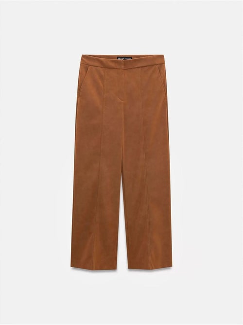 DILVIN Pantalon Large Taille Haute En Suédine - Kiabi