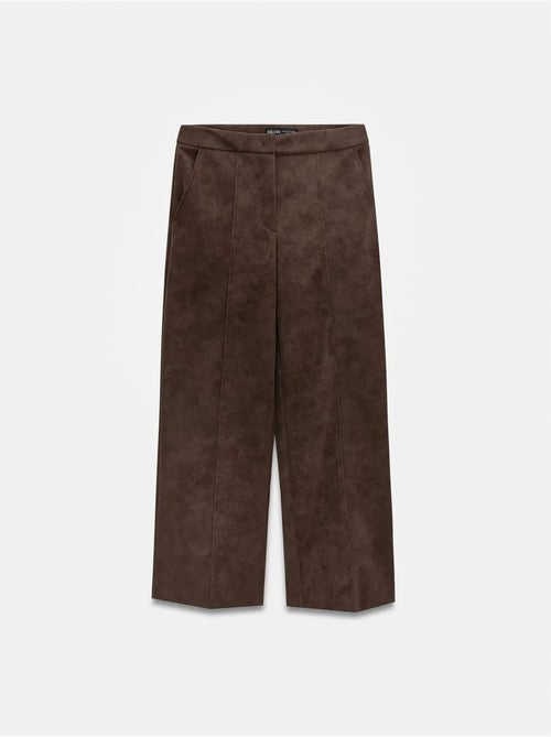 DILVIN Pantalon Large Taille Haute En Suédine - Kiabi
