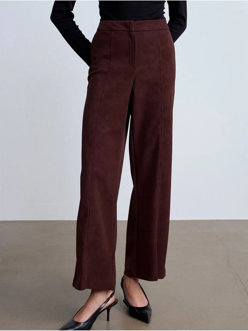 DILVIN Pantalon Large Taille Haute En Suédine - Kiabi