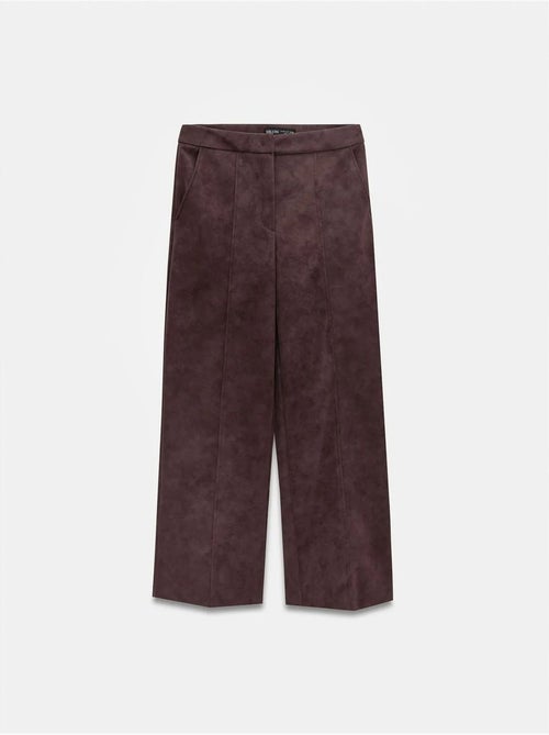 DILVIN Pantalon Large Taille Haute En Suédine - Kiabi