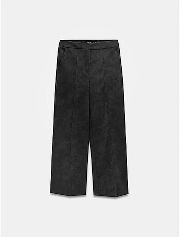DILVIN Pantalon Large Taille Haute En Suédine