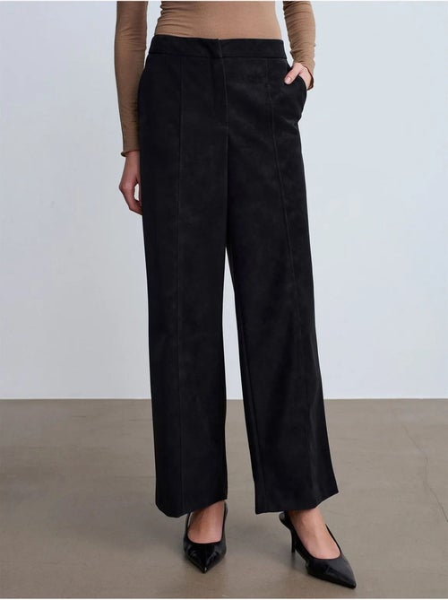 DILVIN Pantalon Large Taille Haute En Suédine - Kiabi