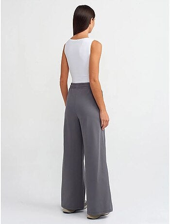 DILVIN Pantalon Large Texturé En Coton