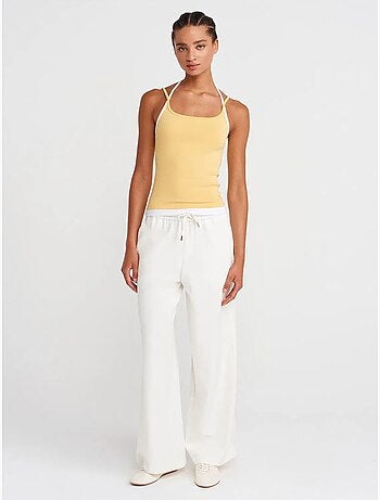DILVIN Pantalon Large Tissé À Taille À Cordon
