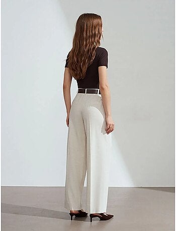 DILVIN Pantalon Palazzo À Jambe Large Et Ceinture