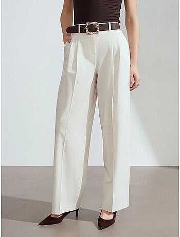 DILVIN Pantalon Palazzo À Jambe Large Et Ceinture