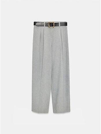 DILVIN Pantalon Palazzo À Jambe Large Et Ceinture