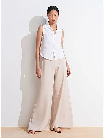 DILVIN Pantalon Palazzo En Tencel À Taille Haute