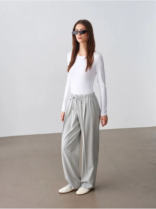 DILVIN Pantalon Palazzo Rayé À Jambe Large - Kiabi