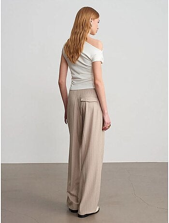DILVIN Pantalon Palazzo Rayé À Jambe Large