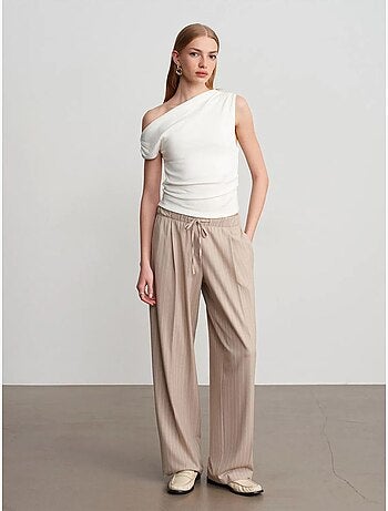 DILVIN Pantalon Palazzo Rayé À Jambe Large