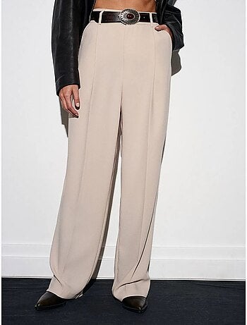 DILVIN Pantalon Palazzo Taille Haute En Crêpe