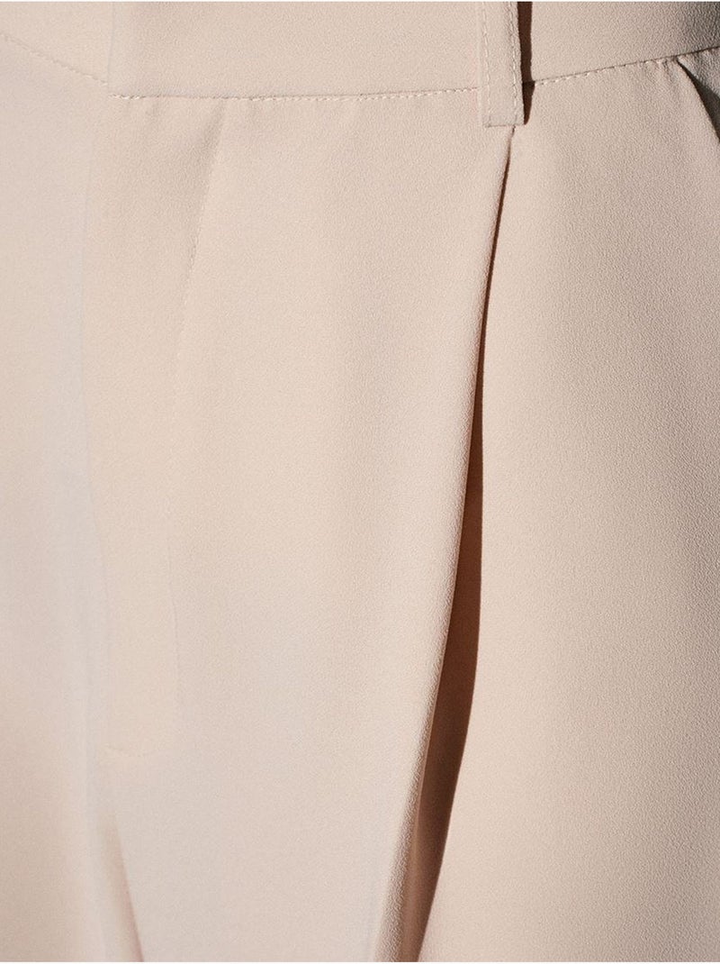 DILVIN Pantalon Palazzo Taille Haute En Crêpe Beige - Kiabi