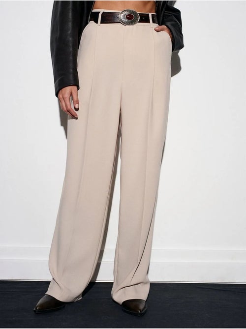 DILVIN Pantalon Palazzo Taille Haute En Crêpe - Kiabi DILVIN Pantalon Palazzo Taille Haute En Crêpe - Kiabi