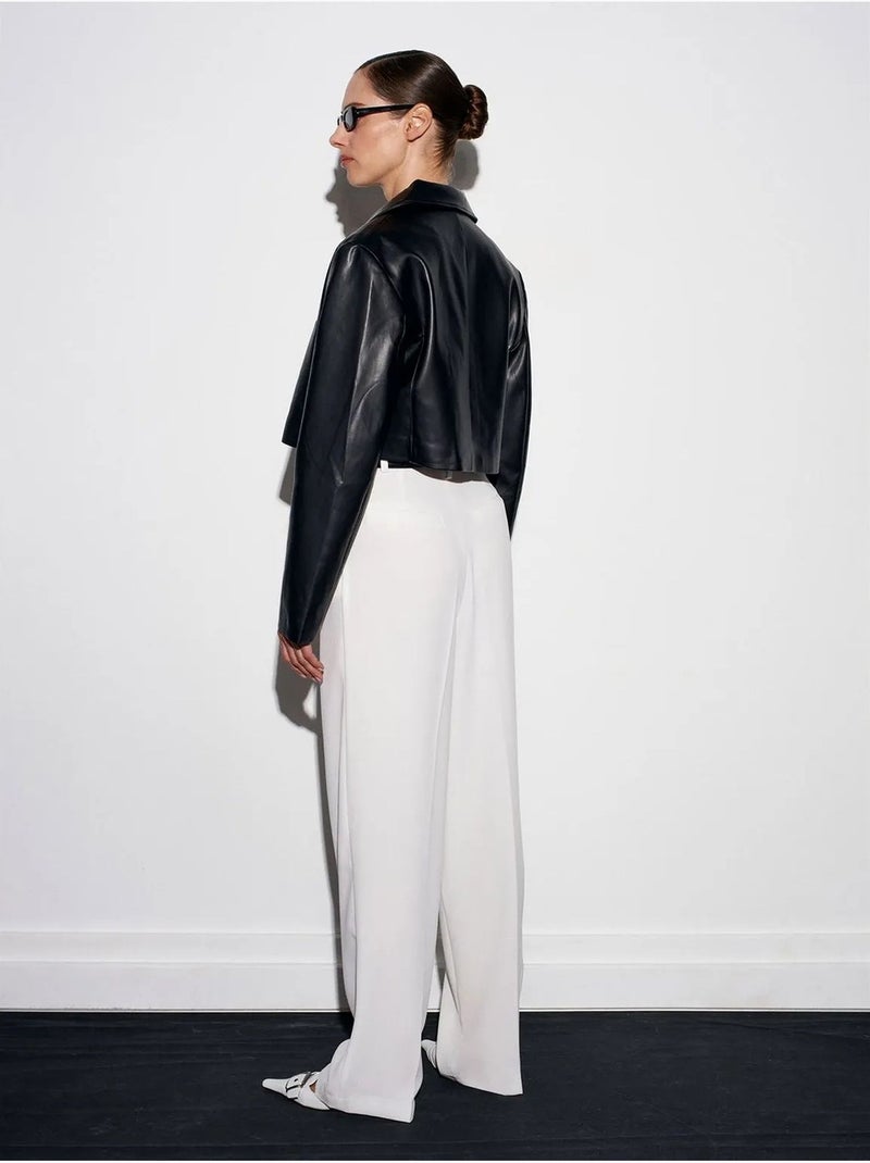 DILVIN Pantalon Palazzo Taille Haute En Crêpe Blanc - Kiabi