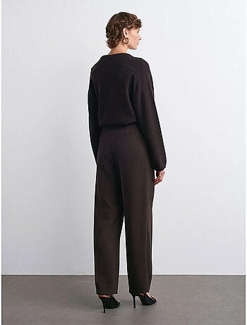 DILVIN Pantalon Palazzo Taille Haute En Crêpe