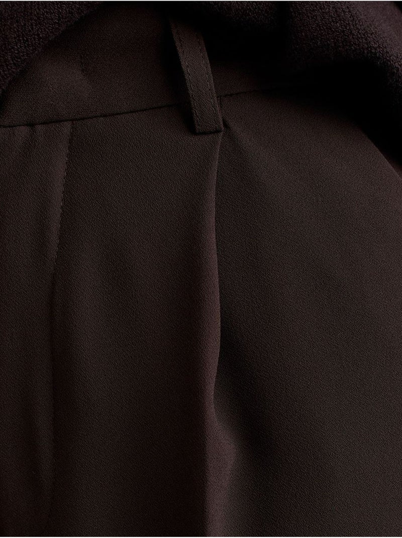 DILVIN Pantalon Palazzo Taille Haute En Crêpe Marron chocolat - Kiabi