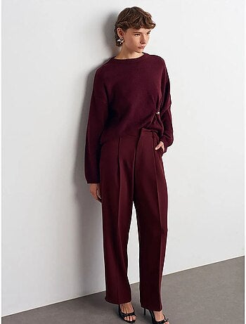 DILVIN Pantalon Palazzo Taille Haute En Crêpe