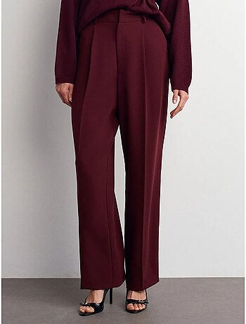 DILVIN Pantalon Palazzo Taille Haute En Crêpe