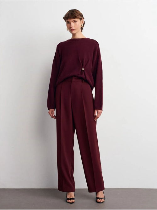 DILVIN Pantalon Palazzo Taille Haute En Crêpe - Kiabi DILVIN Pantalon Palazzo Taille Haute En Crêpe - Kiabi