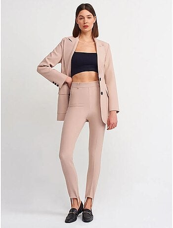 DILVIN Pantalon Skinny Femme Taille Haute En Crêpe