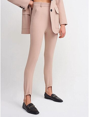 DILVIN Pantalon Skinny Femme Taille Haute En Crêpe