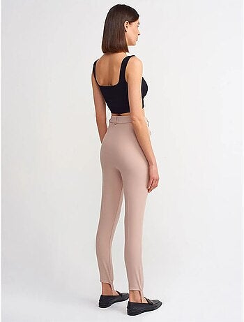 DILVIN Pantalon Skinny Femme Taille Haute En Crêpe