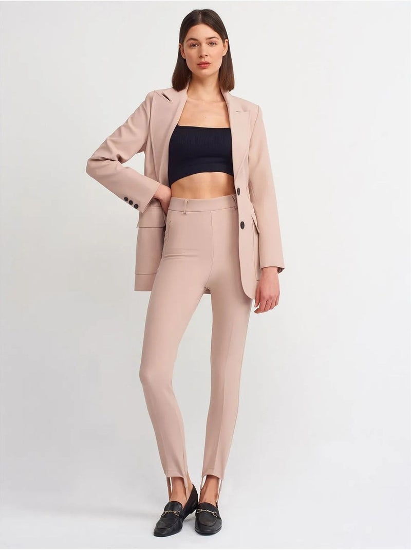 DILVIN Pantalon Skinny Femme Taille Haute En Crêpe Beige - Kiabi