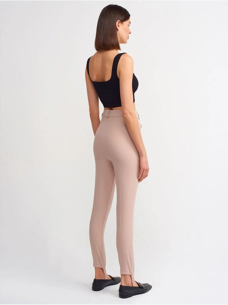 DILVIN Pantalon Skinny Femme Taille Haute En Crêpe Beige - Kiabi