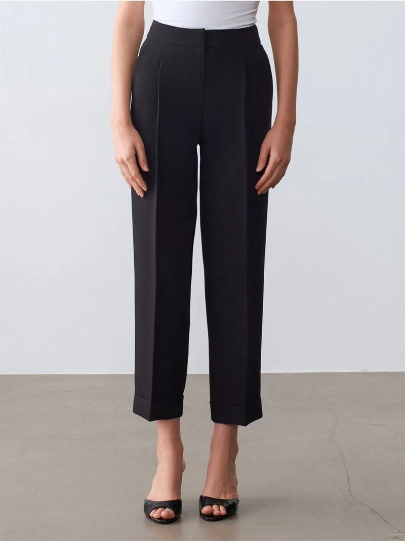 DILVIN Pantalon Tailleur Femme Taille Haute Jambe Droite Noir - Kiabi