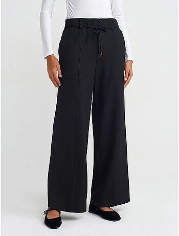 DILVIN Pantalon Tissé À Jambe Large Et Taille Élastique
