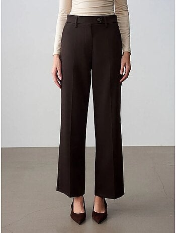 DILVIN Pantalon Tissé À Jambes Larges, Taille Mi-haute