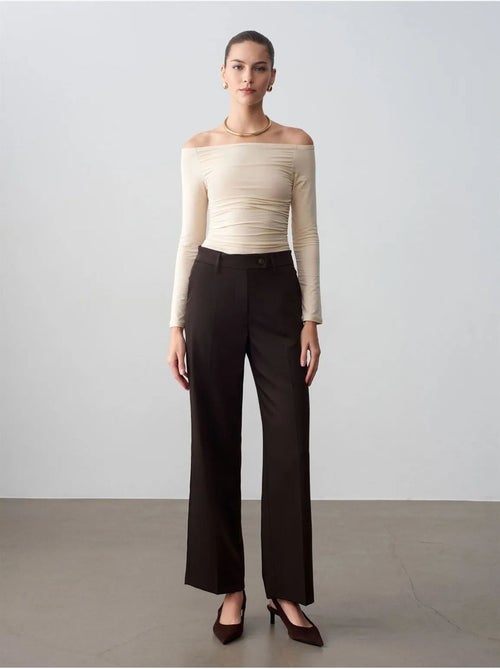 DILVIN Pantalon Tissé À Jambes Larges, Taille Mi-haute - Kiabi DILVIN Pantalon Tissé À Jambes Larges, Taille Mi-haute - Kiabi