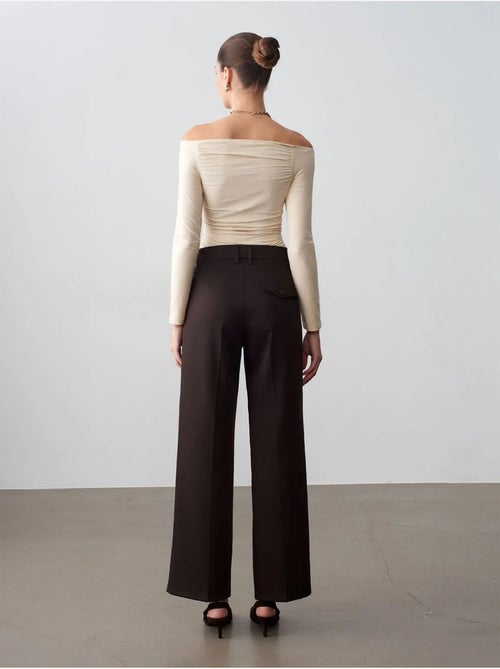 DILVIN Pantalon Tissé À Jambes Larges, Taille Mi-haute - Kiabi DILVIN Pantalon Tissé À Jambes Larges, Taille Mi-haute - Kiabi