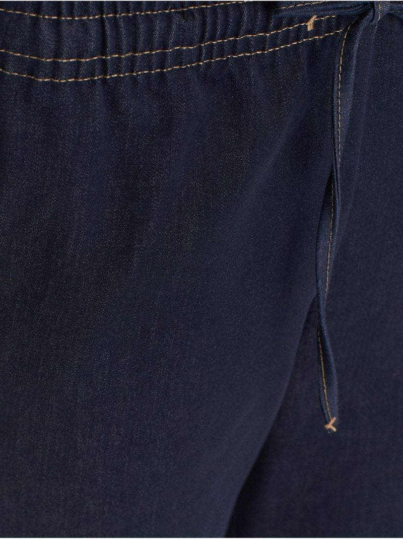DILVIN Pantalon Tissé Ample À Taille Coulissée Bleu marine - Kiabi