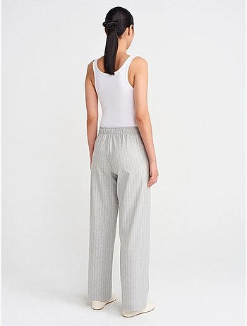 DILVIN Pantalon Tissé Rayé À Jambe Large