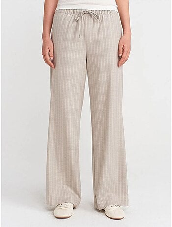 DILVIN Pantalon Tissé Rayé À Jambe Large