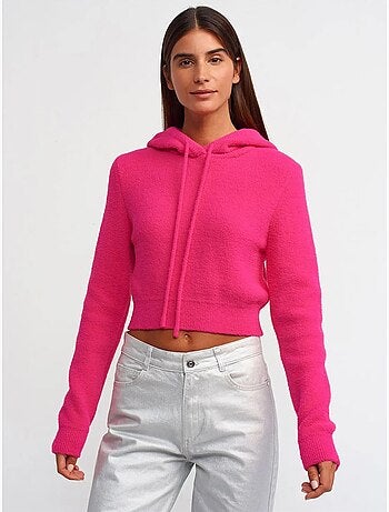 DILVIN Pull Court À Capuche En Maille Pour Femme