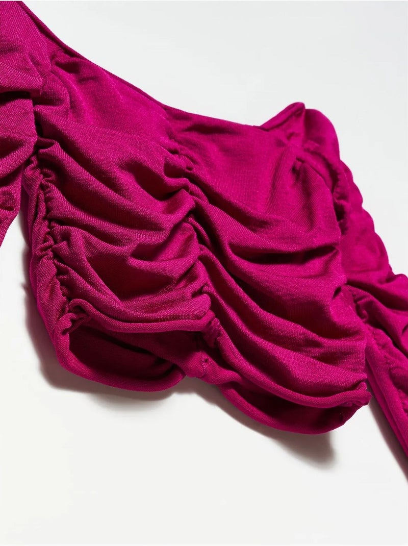 DILVIN Pull Court Femme À Épaules Dénudées Et Côtes Magenta - Kiabi