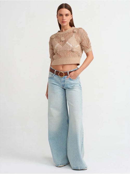DILVIN Pull Court Femme Texturé À Col Rond - Kiabi DILVIN Pull Court Femme Texturé À Col Rond - Kiabi