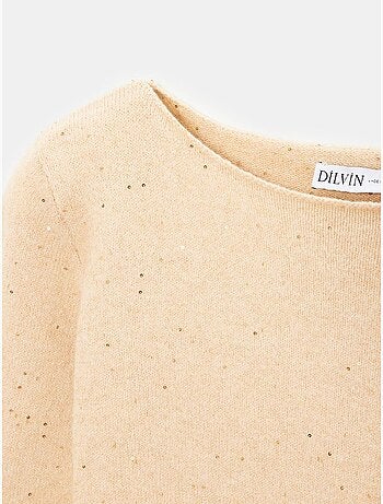 DILVIN Pull En Maille À Col Bateau Et Sequins