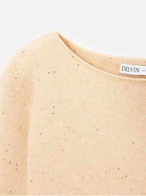 DILVIN Pull En Maille À Col Bateau Et Sequins - Kiabi DILVIN Pull En Maille À Col Bateau Et Sequins - Kiabi