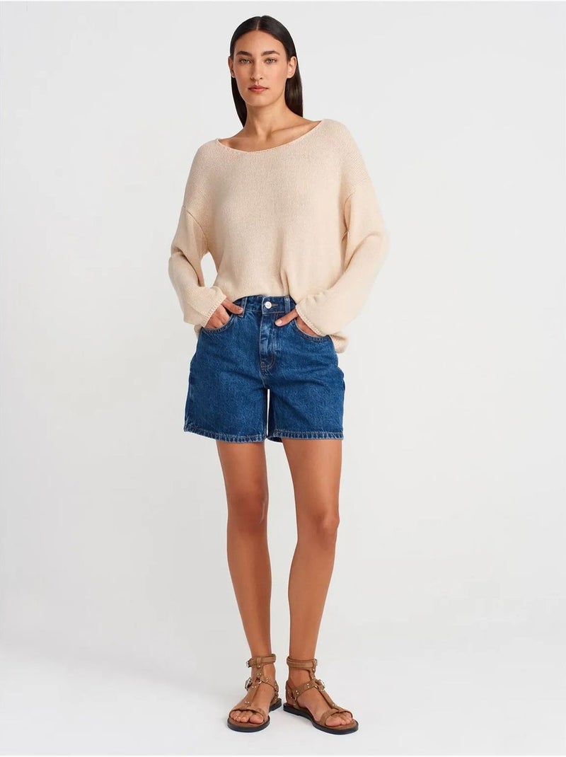 DILVIN Pull En Maille Côtelée À Col Bateau Pour Femme Beige - Kiabi